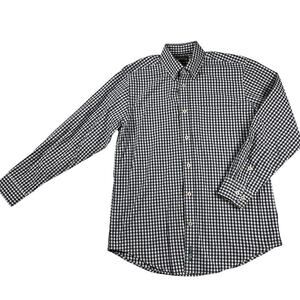 Orvis Heritage Wash Navy Blue Gingham 100% Cotton Button Down Shirt Size M